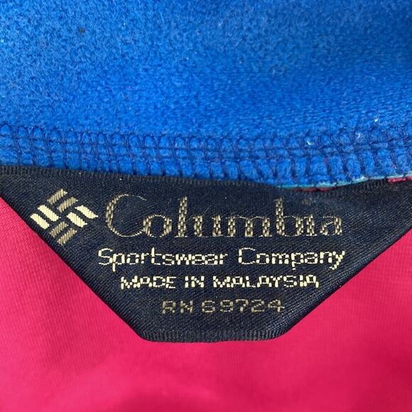 Vintage 90s Columbia Color Block sweater 80s bold radial sleeve pink size M - Picture 7 of 9